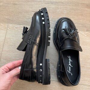 Free People Black Tassel Platform Loafers
